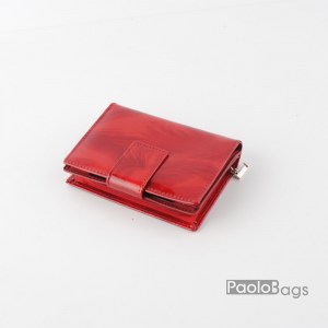 Луксозно дамско портмоне червено с лаково покритие 27144