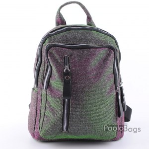 Дамска раница кожена с брокат 31038