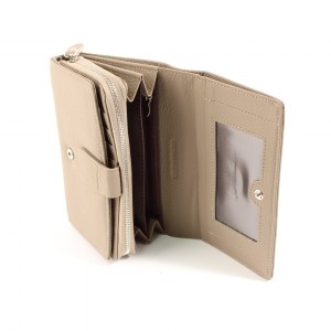 Дамско портмоне с много прегради от естествена кожа кафяво 1000-10